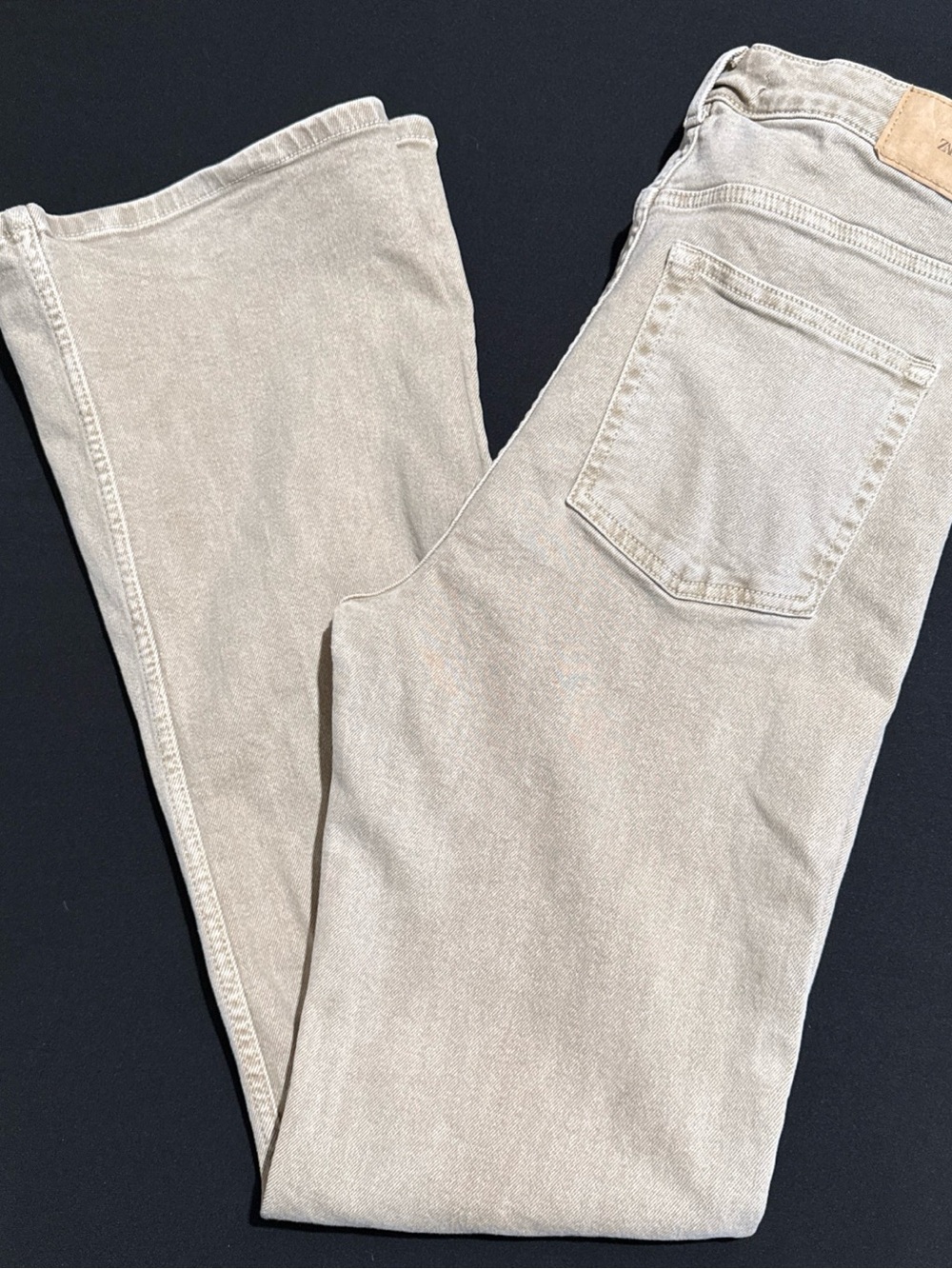 Zara High Rise Wide Leg Jeans in Beige Tan Size 12